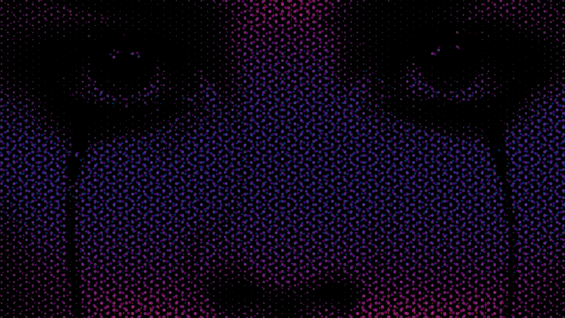 A face front-on, halftone-processed in pink and blue dots on black, tears running from both eyes