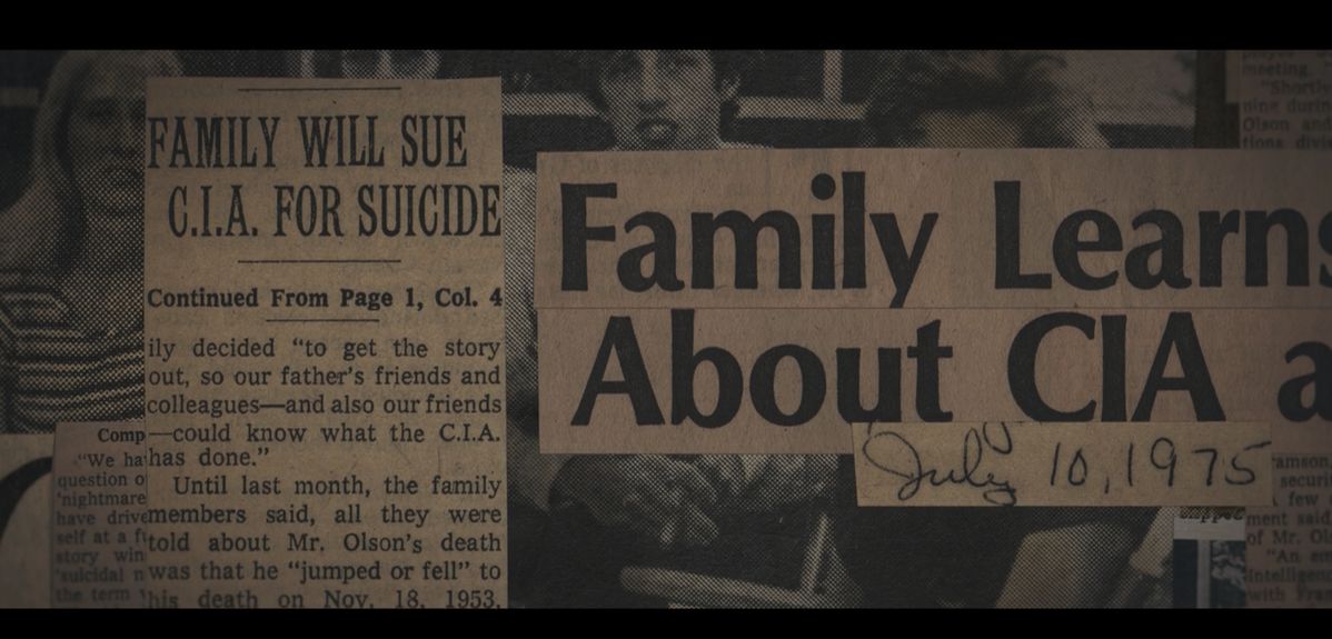 Stacked 1975 newspaper clippings — "Family Will Sue CIA For Suicide" headlines