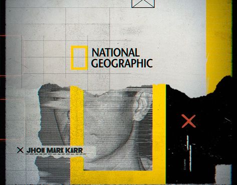 National Geographic title card — distressed halftone portrait, yellow accents